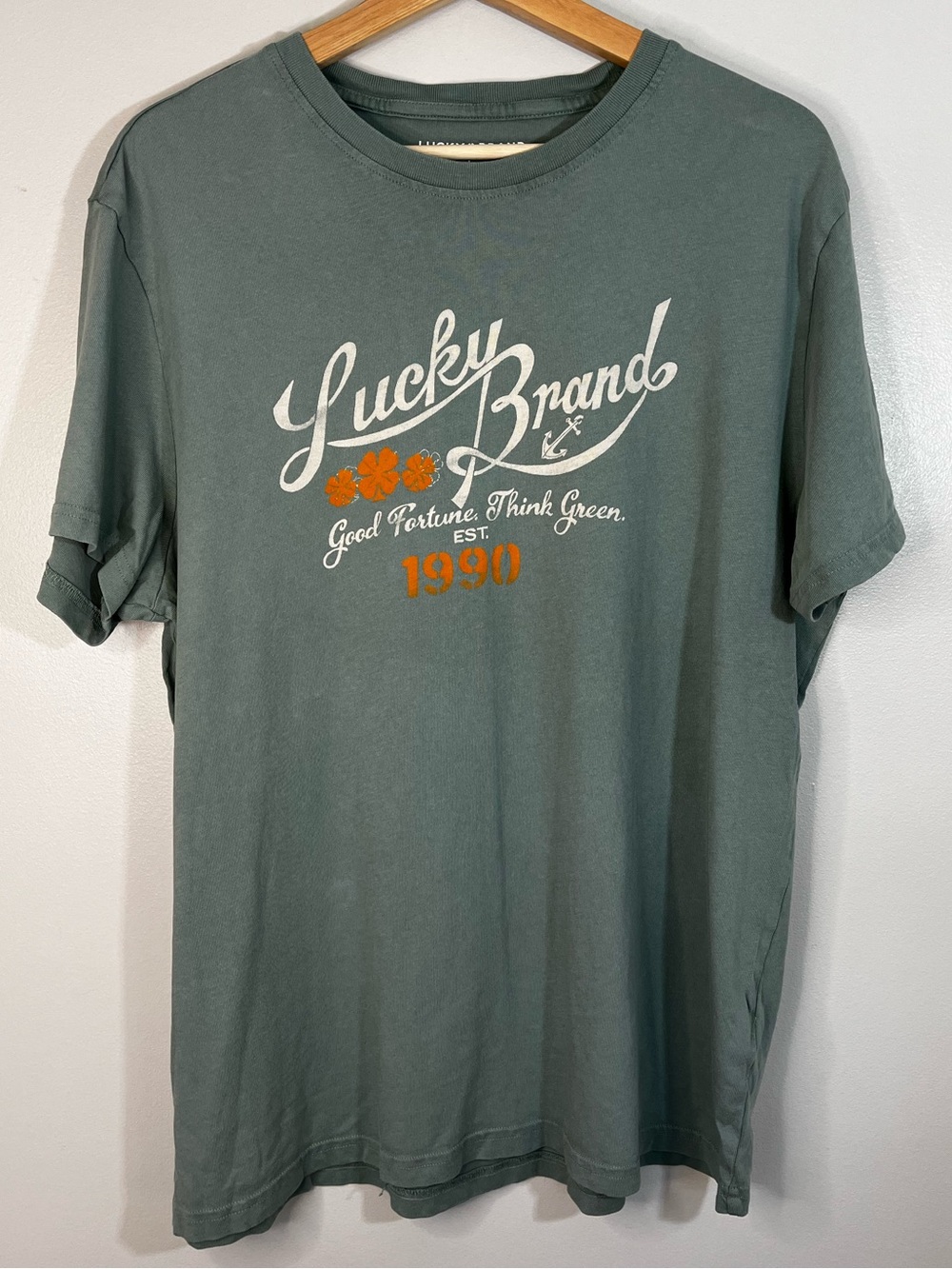 Lucky Brand 100% Cotton Men's Green Graphic Tee XXL